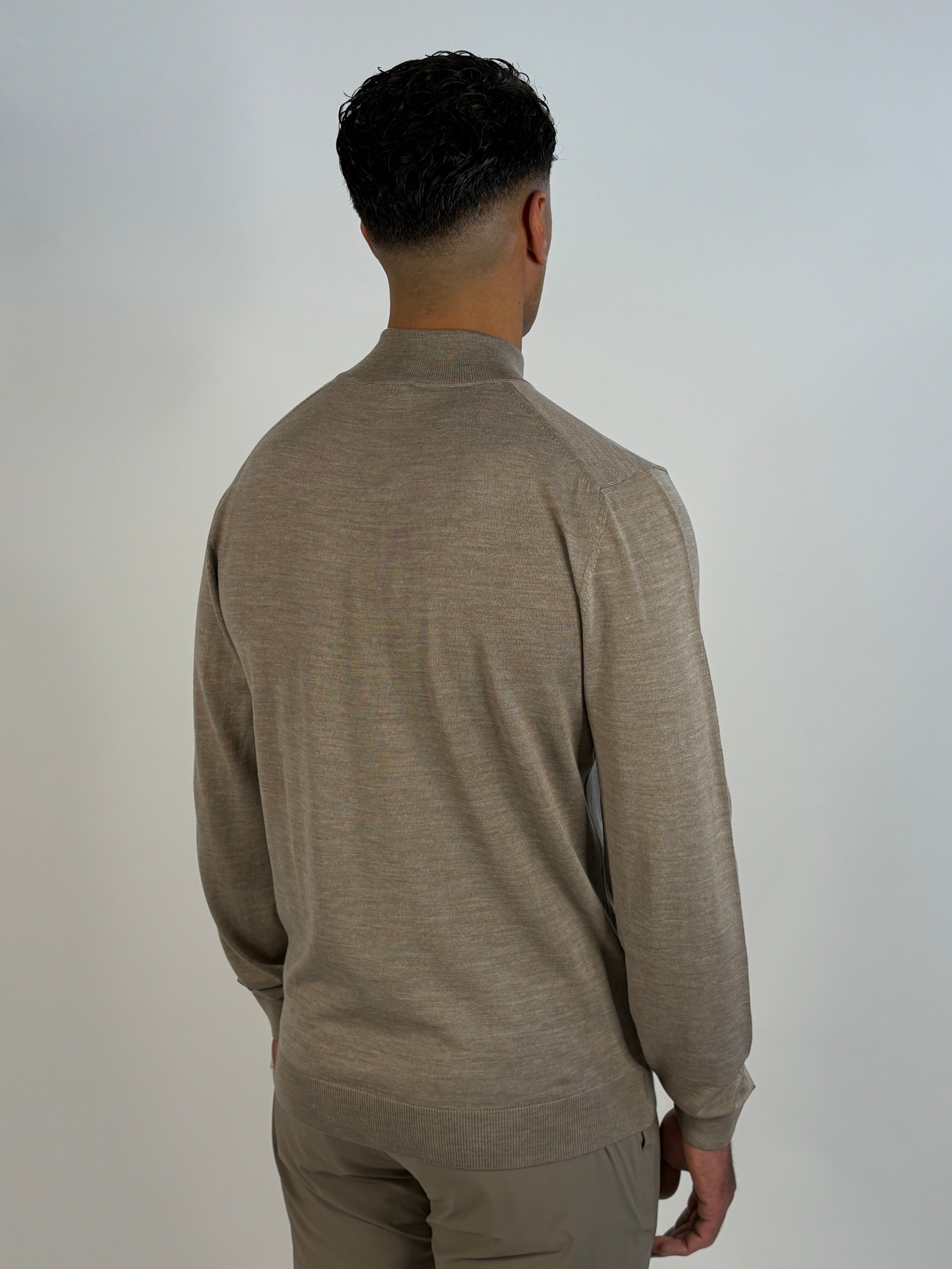 Marfélli Merino Wool Half-Zip Taupe