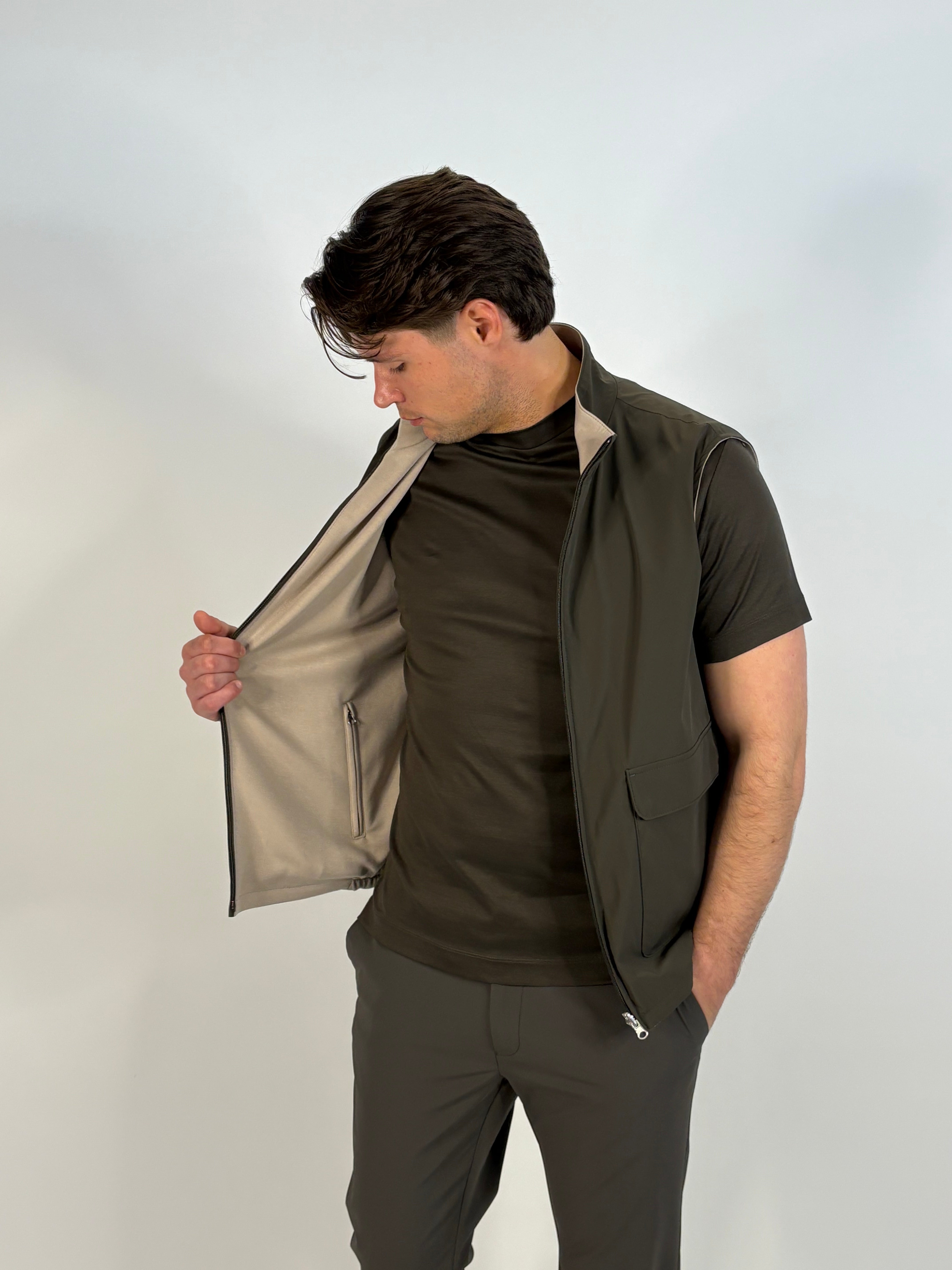 Marfélli Two-Sided Gilet Khaki/Beige