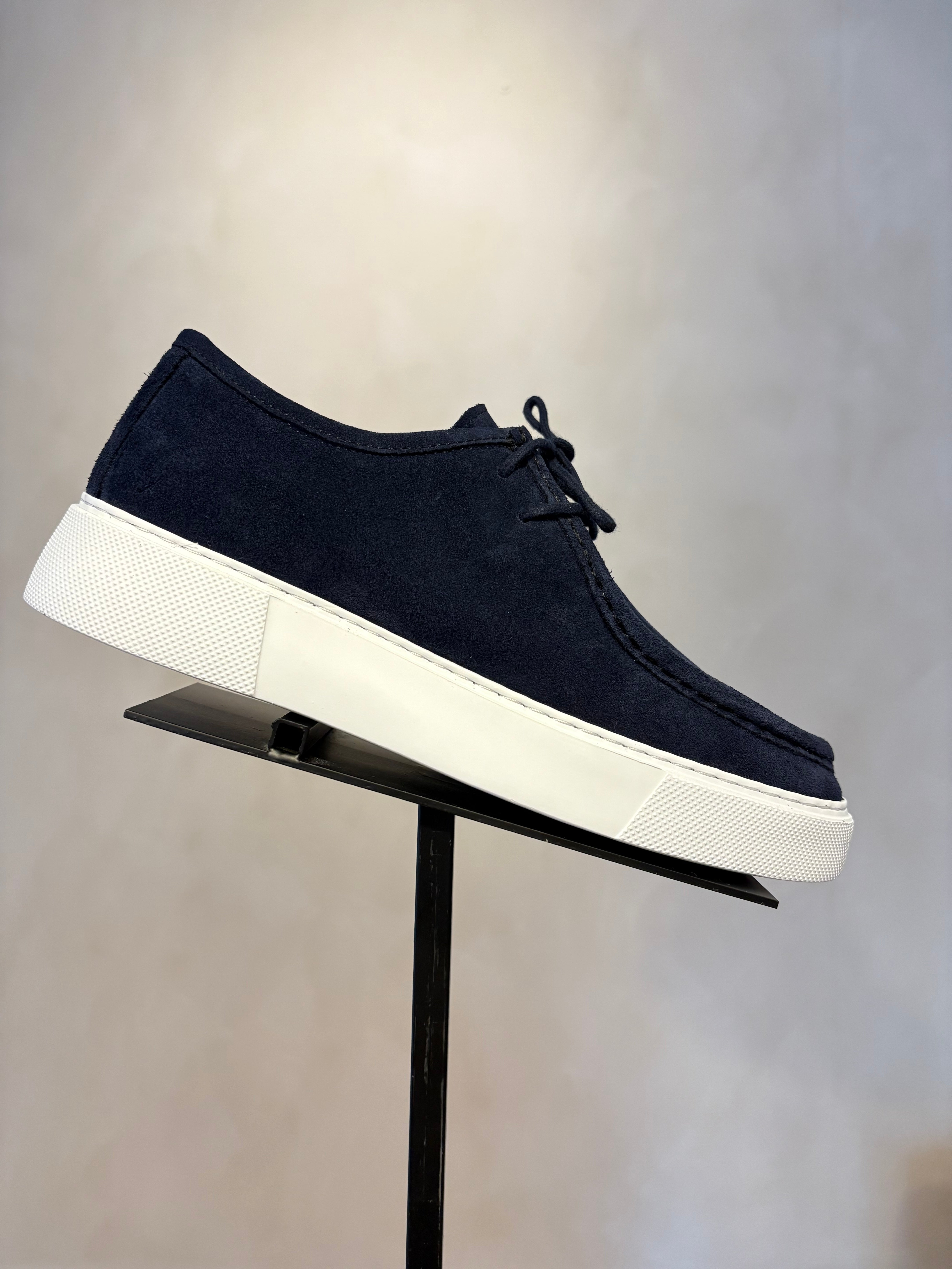 Suede Loafers Met Veters Navy Blue