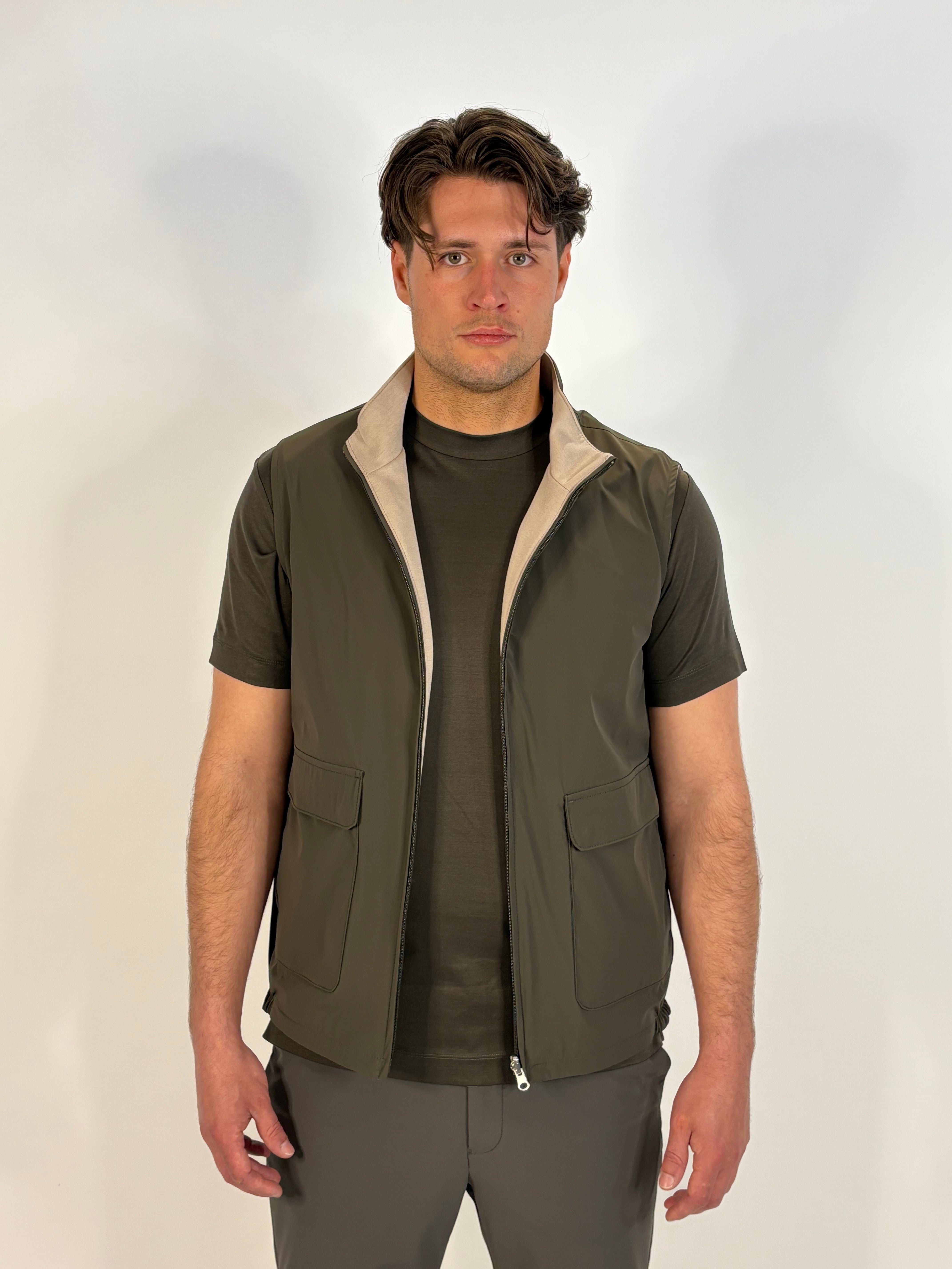Marfélli Two-Sided Gilet Khaki/Beige