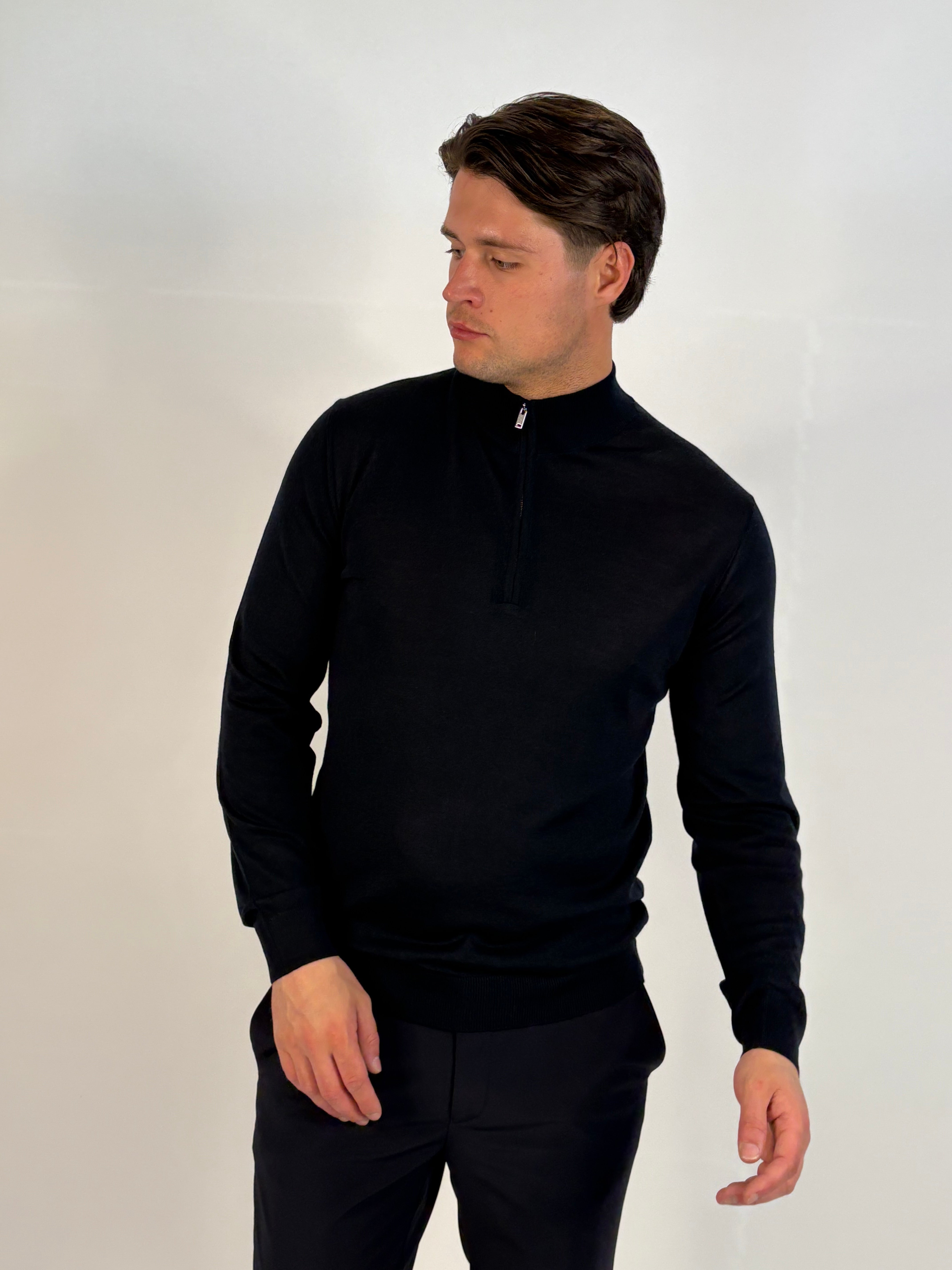 Marfélli Merino Wool Half-Zip Navy