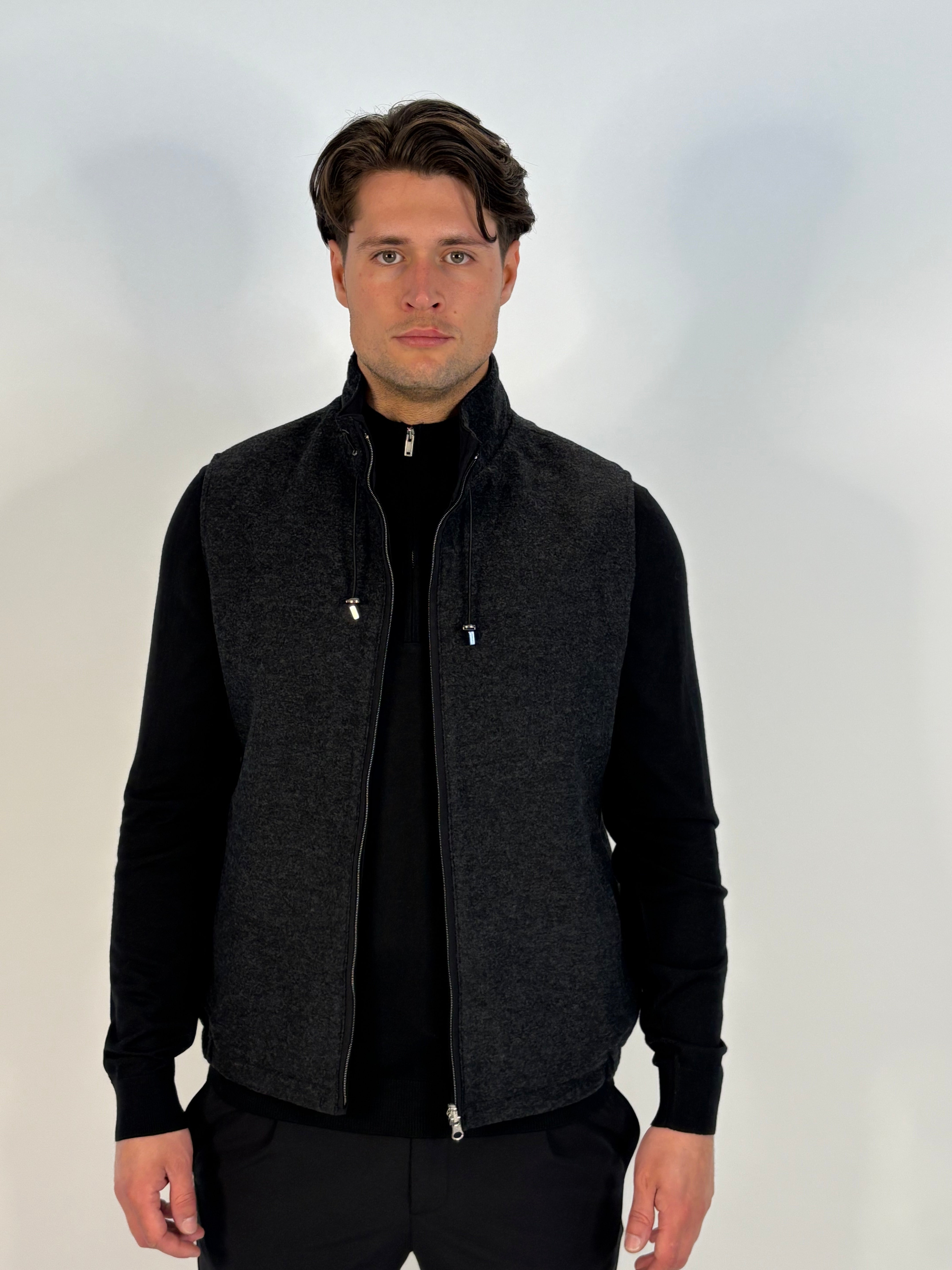 Marfélli Two-Sides Brushed wool Gilet Black